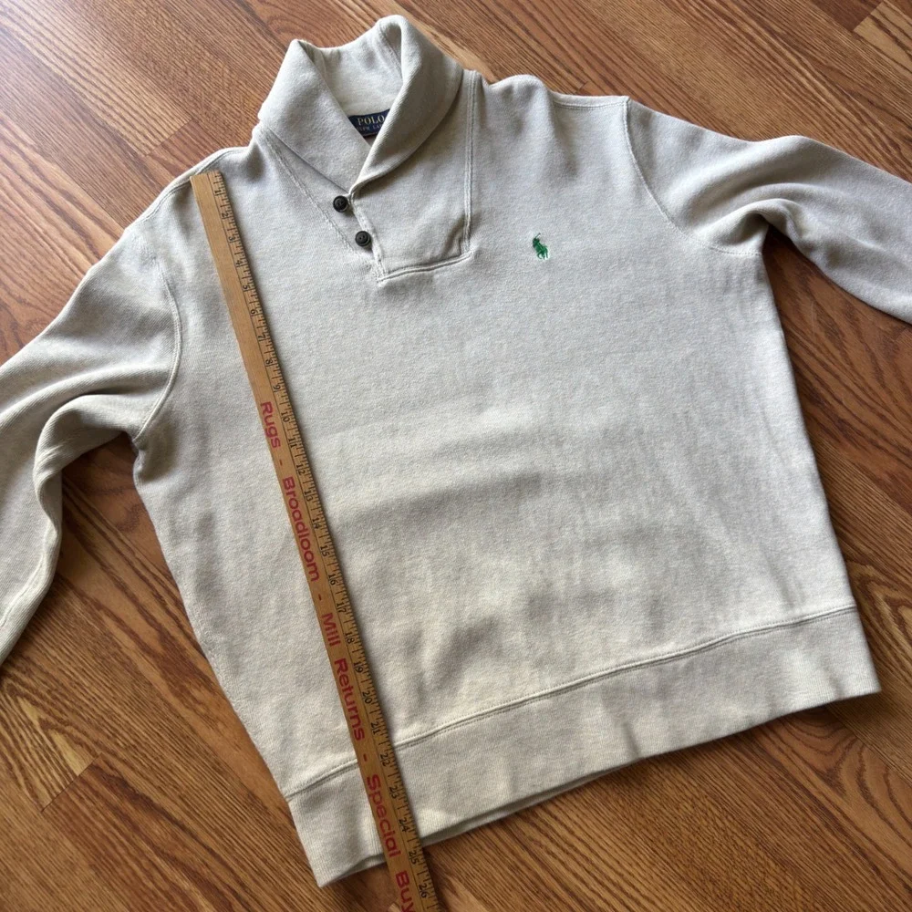 Polo Ralph Lauren Shawl Collar Sweatshirt Men's L Oatmeal‎ Beige Preppy